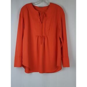 Amanda Uprichard New York Baby Doll Tangerine Orange Long Sleeve Blouse NEW S
